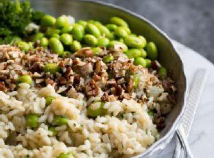 Lemon and Edamame Risotto with Pecans