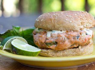 Asian Salmon Burgers With Tangy Ginger Lime Sauce