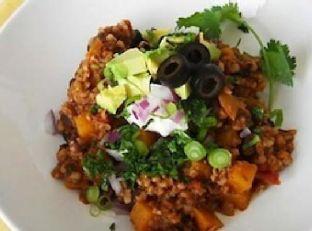Butternut Squash and Black Bean Chili with Bulgar