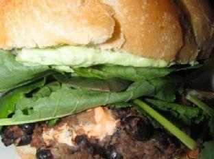 Chipotle Cheese Stuffed Black Bean Burgers with Avocado Creme