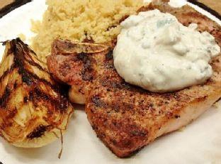 Garam Masala Pork Chops with Mint Yogurt and Spiced Couscous