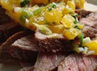 Paprika and Coriander Rubbed Steaks With Orange-Coriander Salsa