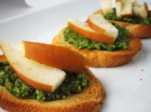 Pear and Pesto Crostini