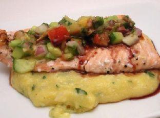 Salmon With Orange Salsa and Pomegranate Glaze