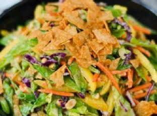 Thai Veggie Slaw with Peanut Dressing and Crispy Wontons