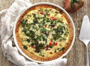 Vegetable Quiche Made With Fresh Tomatoes, Spinach, Basil and Goat Cheese